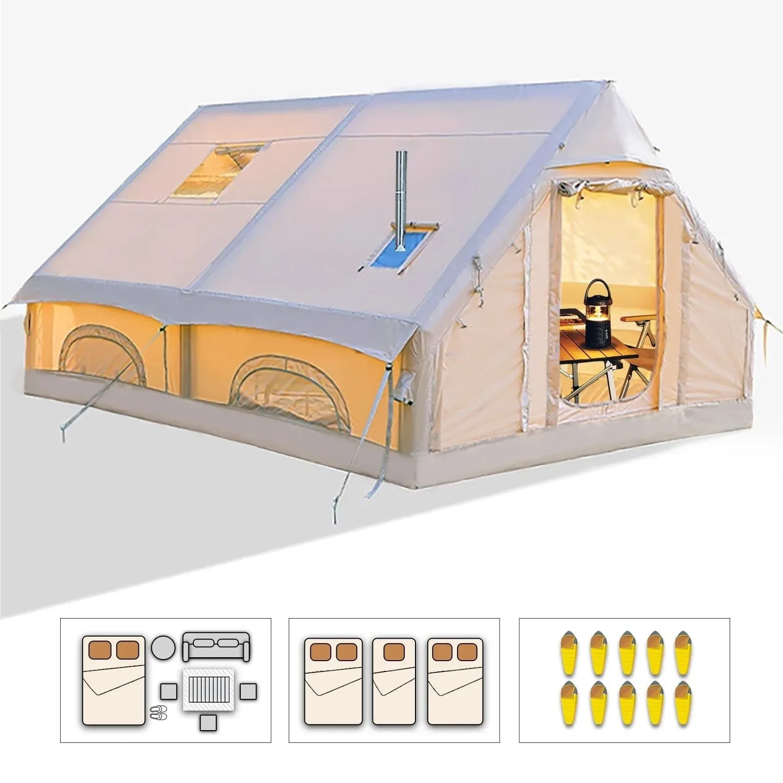 Luxury Inflatable Camping Tent – Large 8 Person Air Tent with Hand Pump Included Excellent