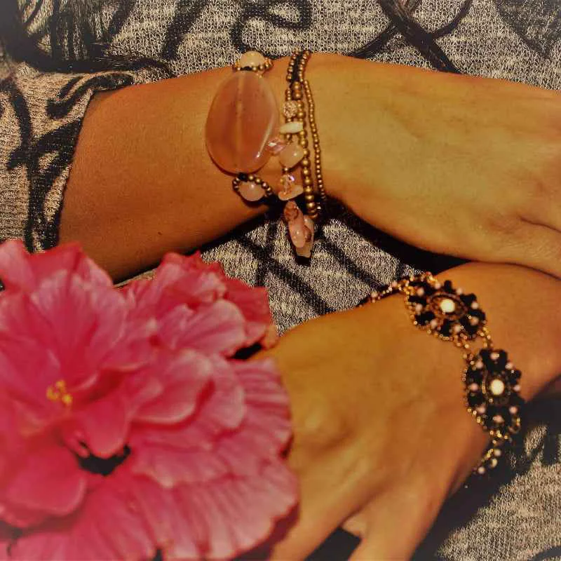 Effective Orange Stone Beaded Bracelet Adjustable Black Cord Jewelry Original Design