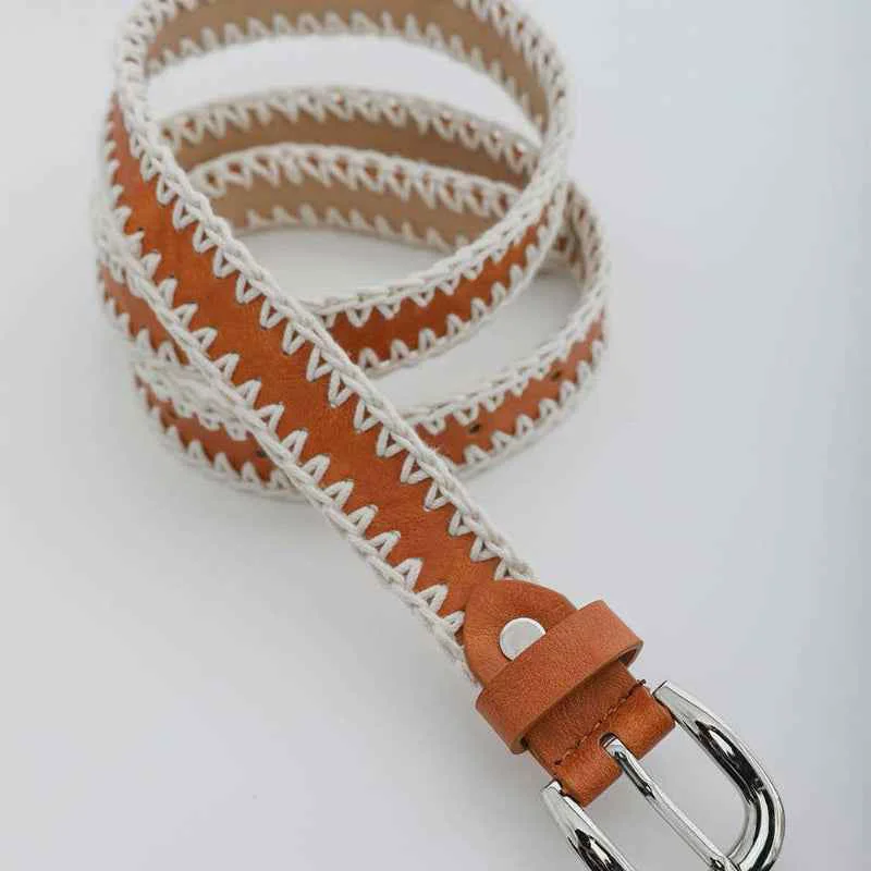 Unique Vegan Leather Crochet Belt – Camel – Sustainable Fashion Accessory Pure