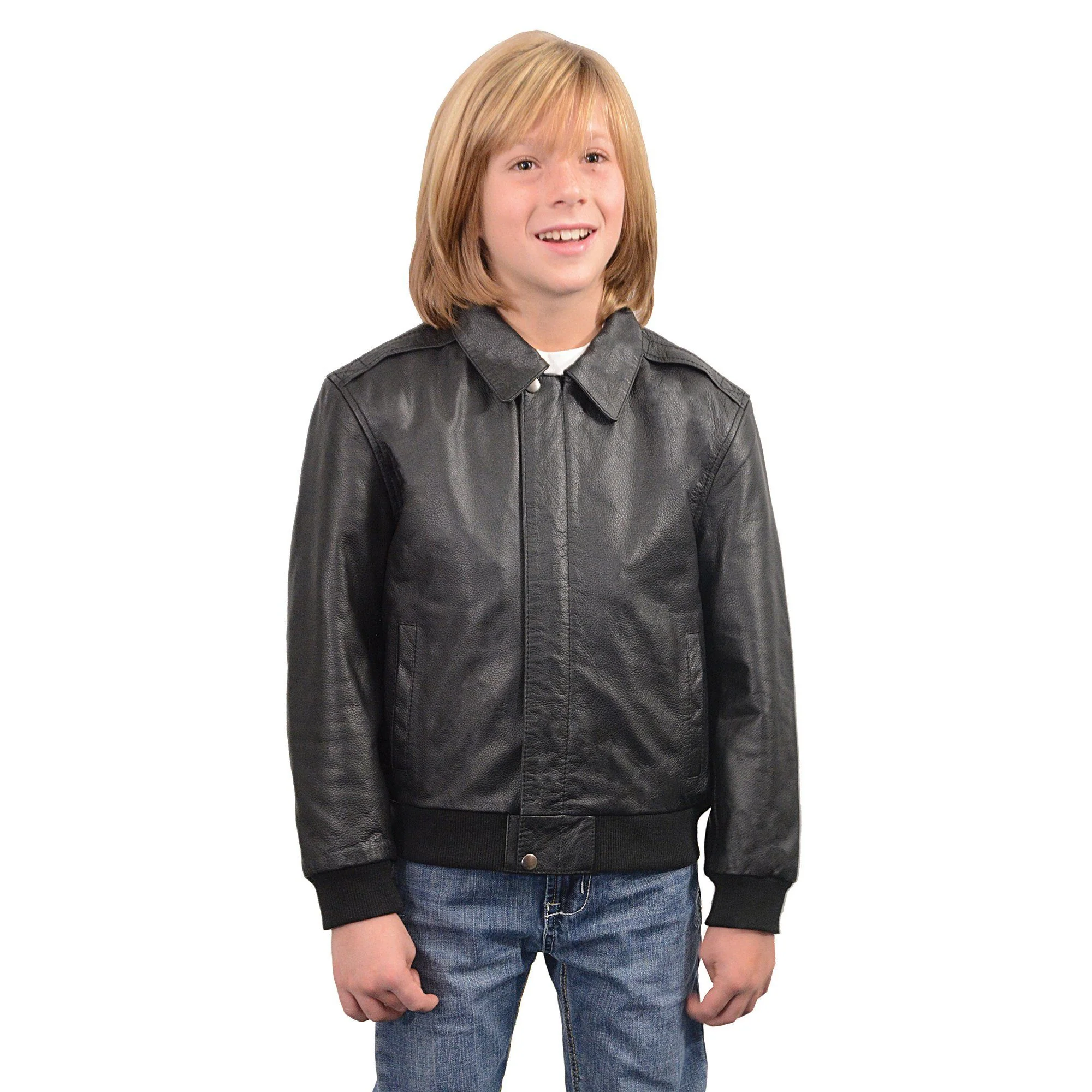 Powerful Milwaukee Leather LKK1930 Youth Size Black Leather Bomber Jacket Authentic