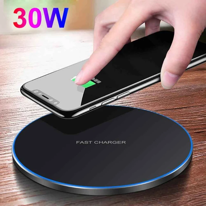 Premium Material 30W Fast Wireless Charger – Universal Qi Charging Pad for iPhone Android Long-Lasting