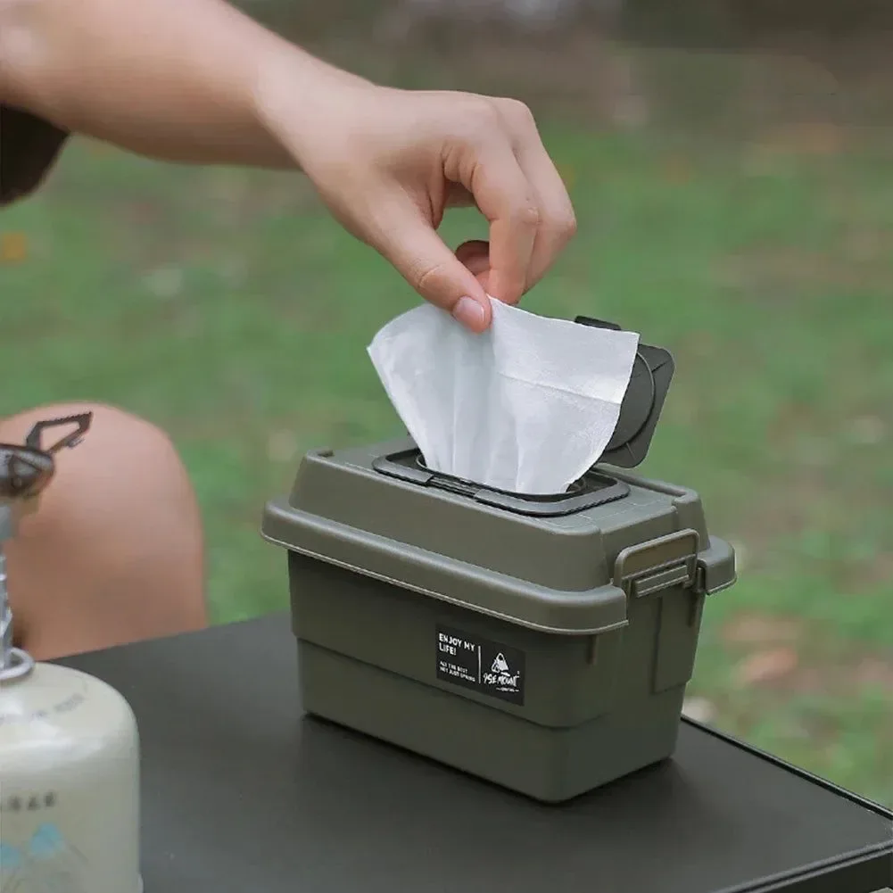 Fast 1.1L Outdoor Tissue Storage Box – Waterproof Camping Organizer for Napkins Seasoning Bottles Sundries Army Green Black Beige Environmentally Friendly