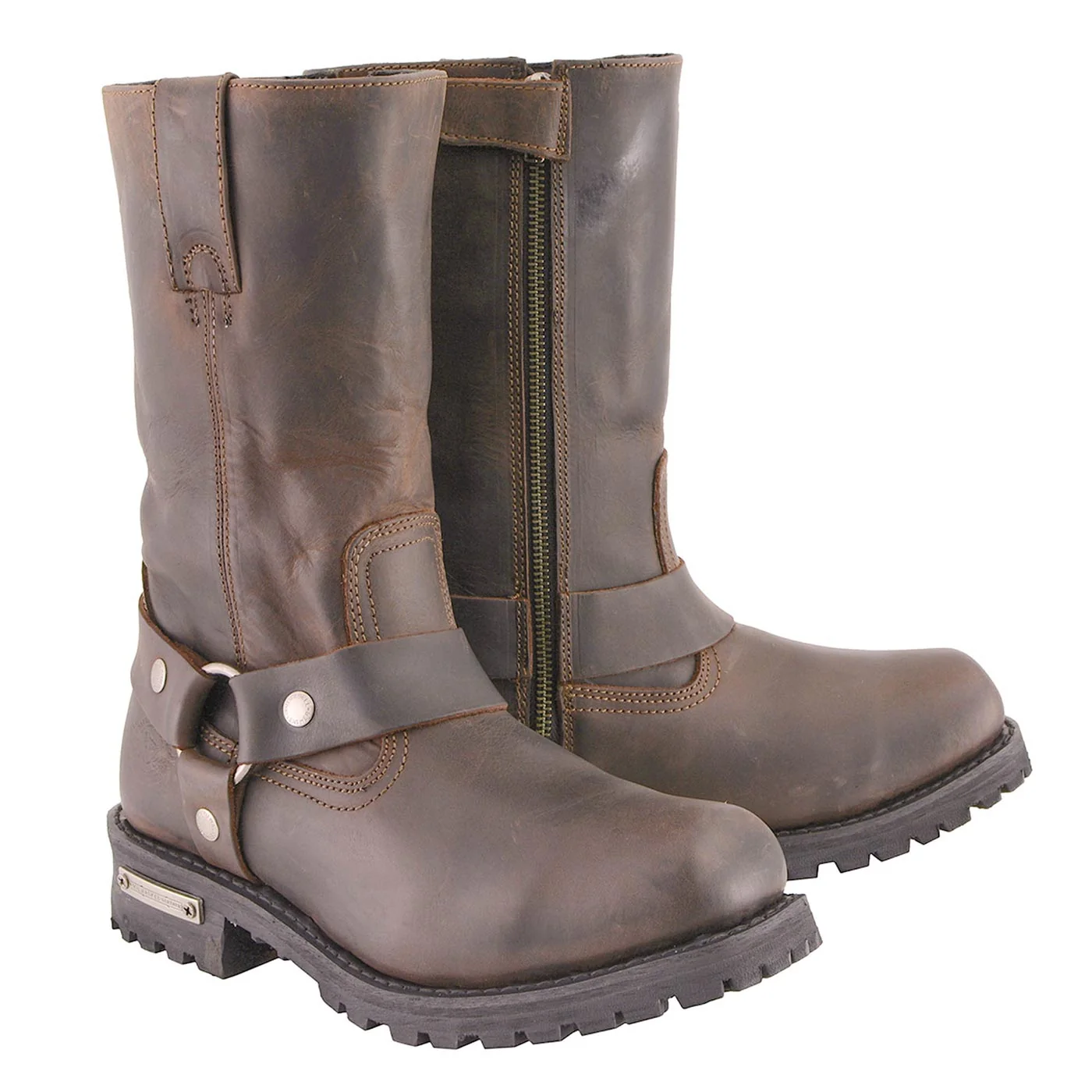 Practical Milwaukee Leather Men’s Classic 11-Inch Dark Brown Leather Harness Square Toe Motorcycle Boots MBM9062 Original