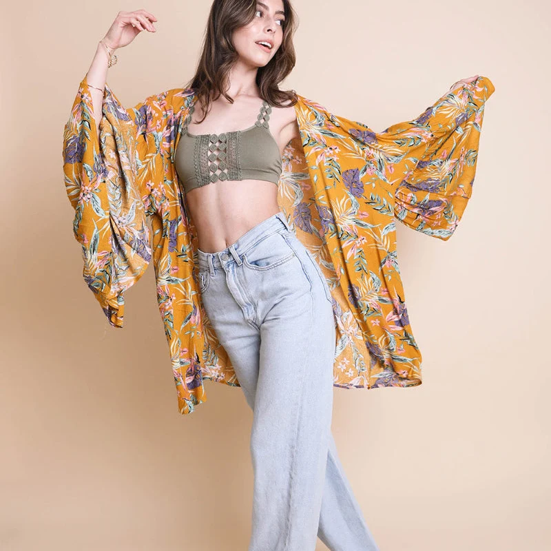 Organic Women Stylish Printed Kimono Cardigan Lightweight Summer Cover Up Versatile