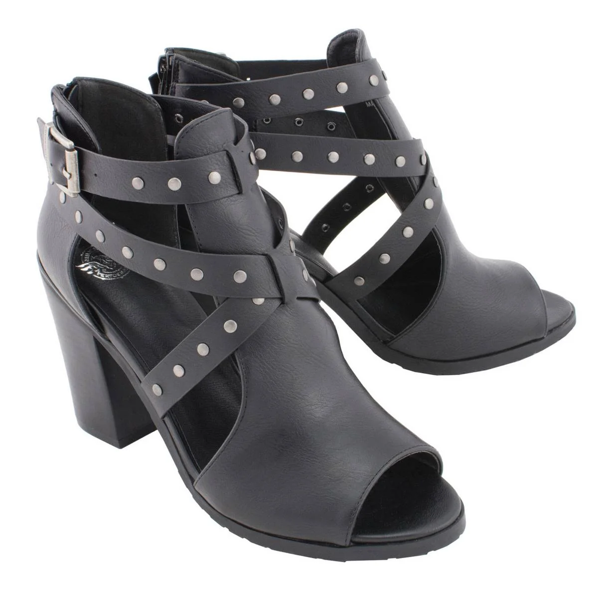 Safe Milwaukee Leather MBL9454 Women’s Black Studded Strap Fashion Casual Sandal with Platform Heel Artisan