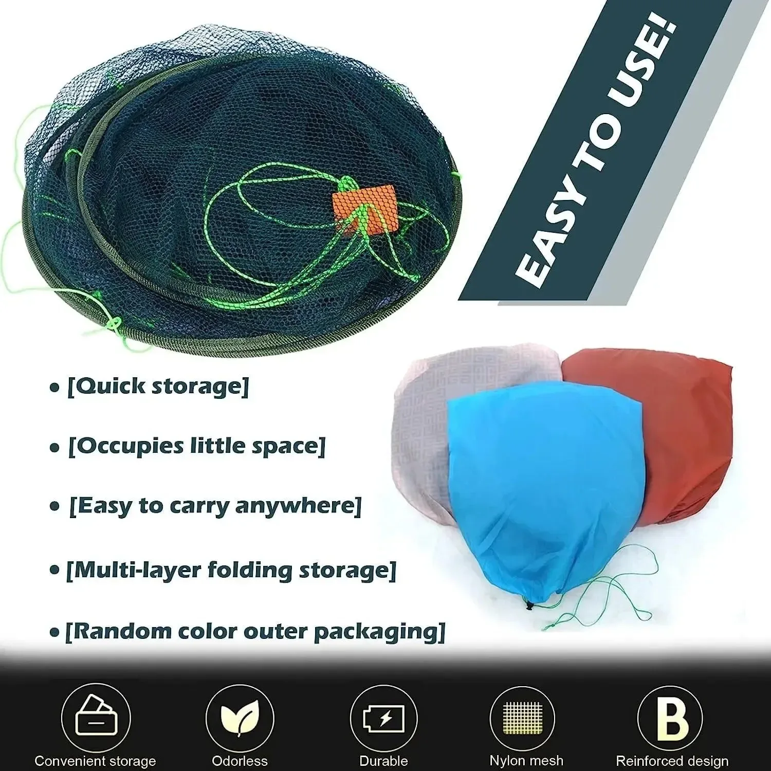 Trusted Foldable Drop Fishing Net – Crayfish Shrimp Crab Catcher Landing Net for Pier Harbour Pond Fishing Functional