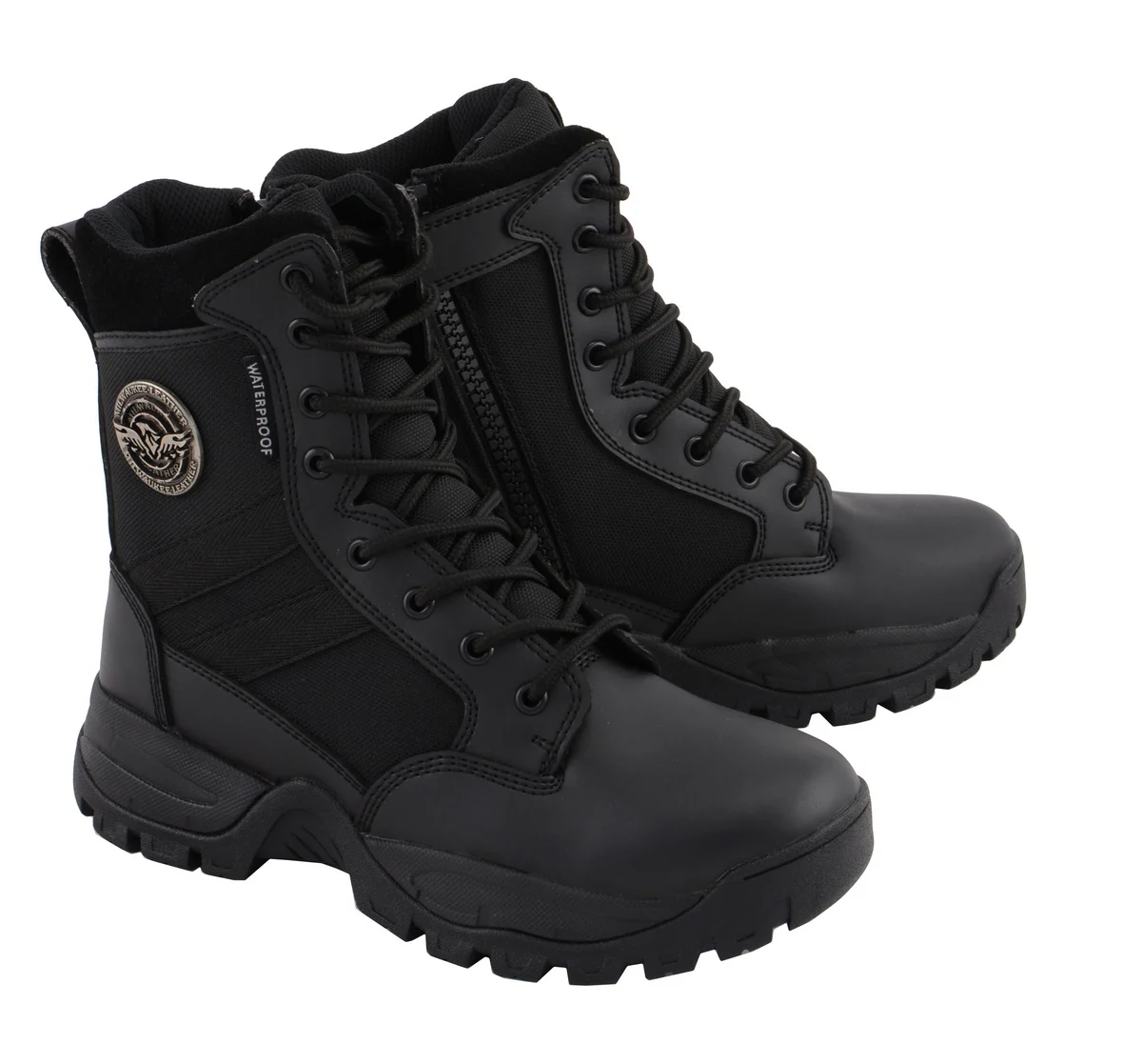Long-Lasting Milwaukee Leather MBL9495 Women Black Leather Tactical Boots with Side Zipper Trusted