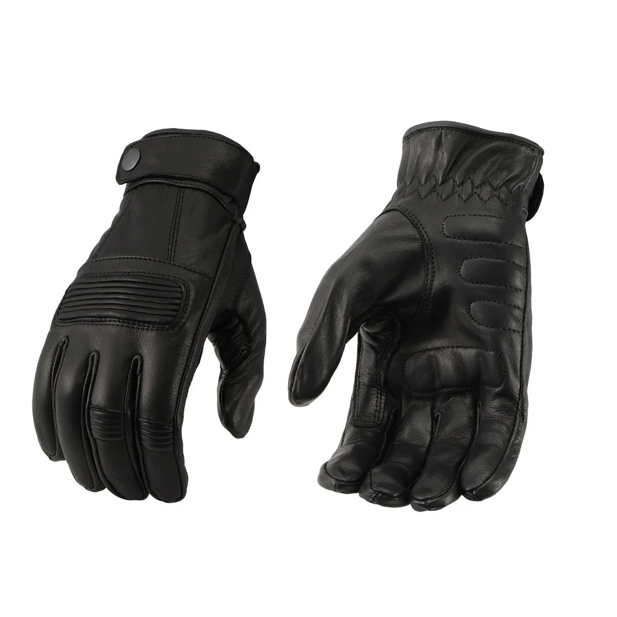 Minimalist M Boss Motorcycle Apparel BOS37538 Men’s ‘Flex Knuckles’ Black Premium Leather Riding Gloves with Gel Palm Practical