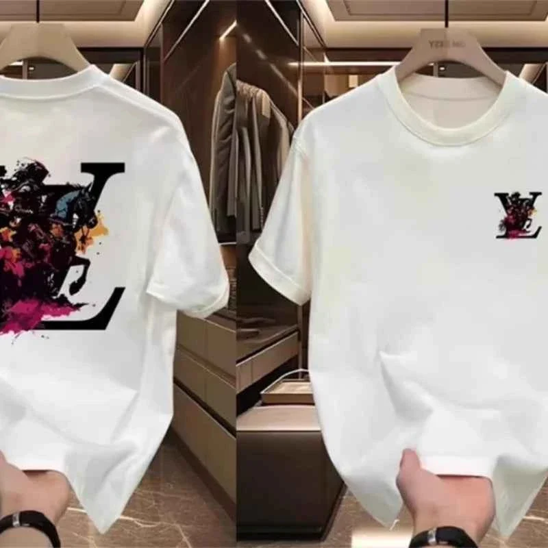 Modern Louis Vuitton Floral Logo T-shirt – Stylish Casual Wear for Men Black White Options Trendy
