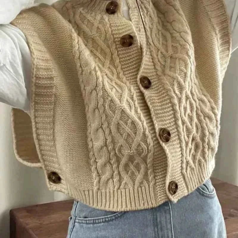 Original Knitted Button-Up Vest – Stylish Casual Wear for Women Multi-Color Options Excellent
