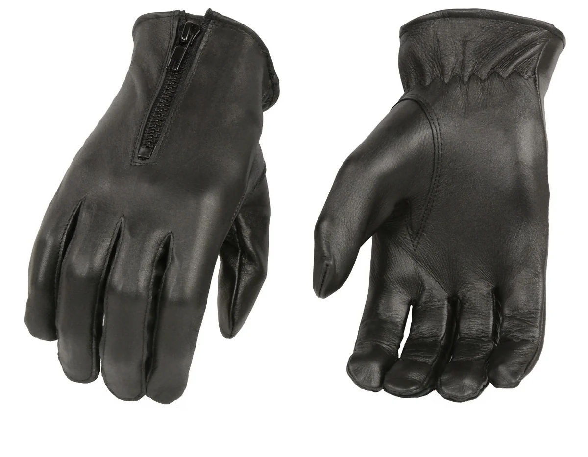 Artisan M Boss Motorcycle Apparel BOS37536 Women’s Black Unlined Leather Gloves with Zipper Closure Breathable