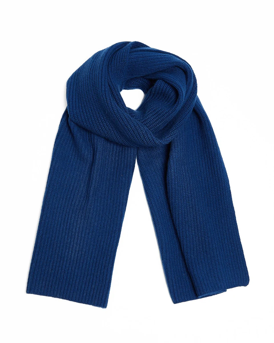 Original Design Foxford Navy Ribbed Cashmere Scarf Casual
