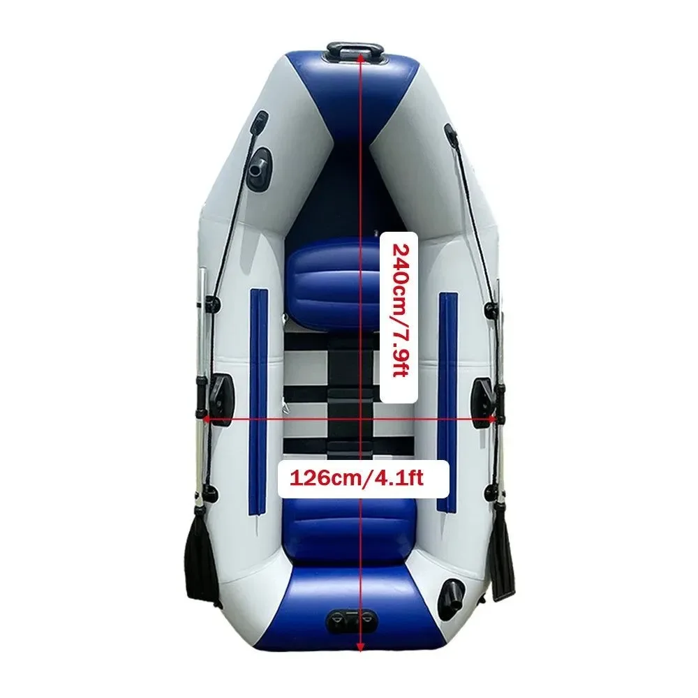 Breathable 7.9ft Inflatable Fishing Boat 240kg Capacity 3-Person PVC Dinghy with Slat Floor Oars Selected