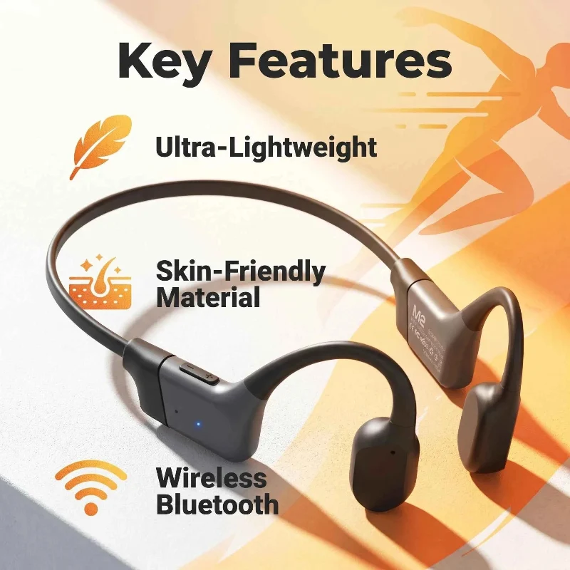 2026 New Bluetooth 5.3 Bone Conduction Headphones Open-Ear Wireless Earphones 20H Long Battery ENC Mic Lightweight Sweatproof for Running World-Class