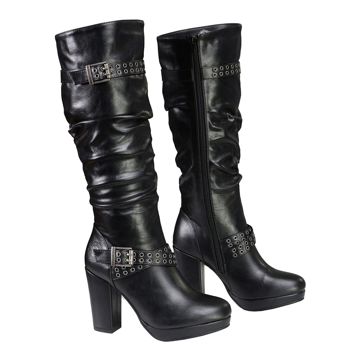 Professional Milwaukee Leather MBL9419 Women’s Tall Premium Black Platform Fashion Casual Boots with Slouch Shaft Trusted