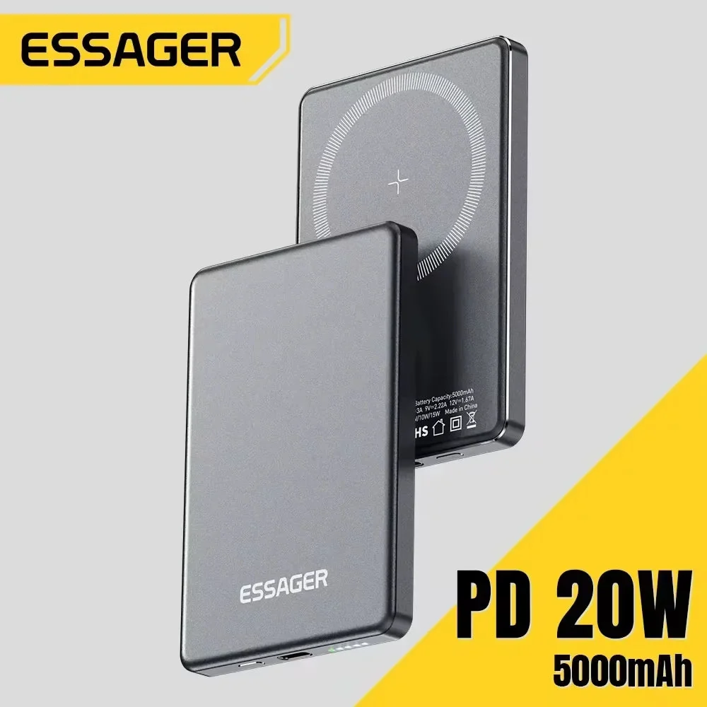 Smooth Magnetic Wireless Power Bank 5000mAh – Ultra Slim 20W Fast Charging Portable Charger for iPhone Smartphones User-Friendly