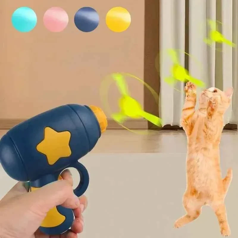 Refined Interactive Cat Flying Disc Toy Launch Gun Pet Training Toy Mini Shooting Game for Kitten Chasing Exercise Fun Pet Supplies Flexible
