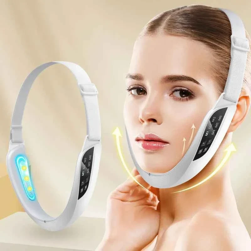 High-Performance V-FACE 6-Mode EMS Facial Massager – USB Rechargeable Face Contouring Device with Adjustable Headband Premium Material