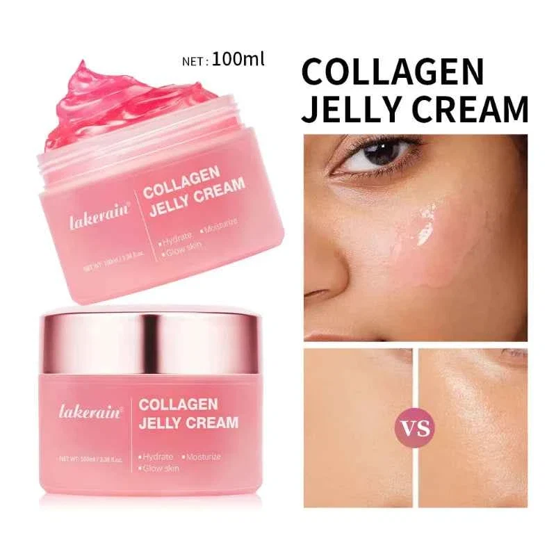 Authentic lakerain Collagen Jelly Cream 100ml – Hydrolyzed Collagen Niacinamide Moisturizer for Face Neck Hands Luxury