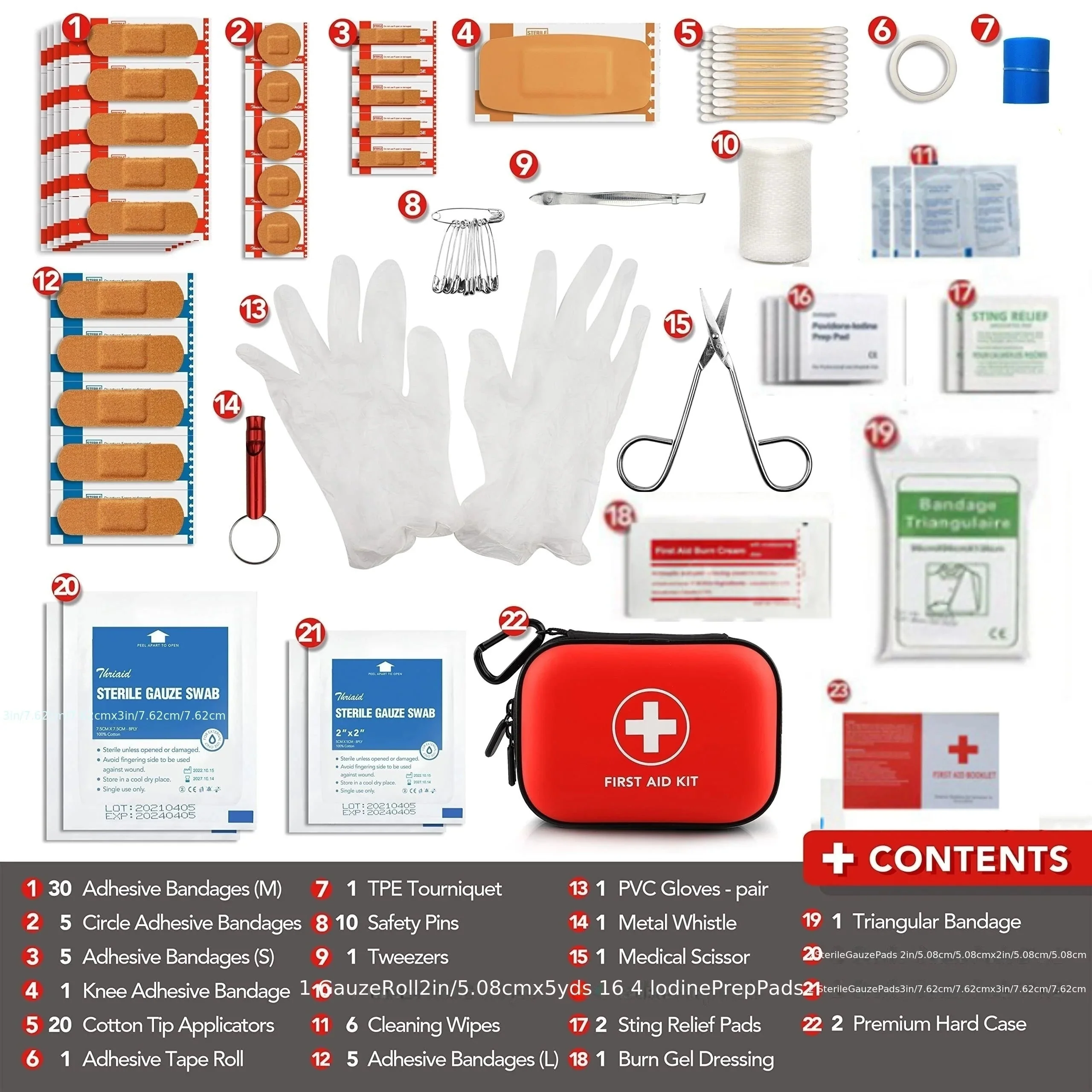 Exclusive 104-Piece First Aid Kit – Waterproof Hard Case Emergency Medical Kit for Travel Home Car Outdoor Use Selected