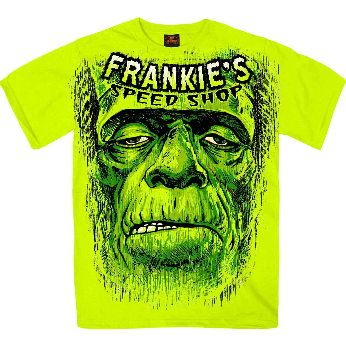 Environmentally Friendly Hot Leathers GMS1509 Men’s Safety Green Frankie’s Speed Shop Jumbo Print T-Shirt Consistent