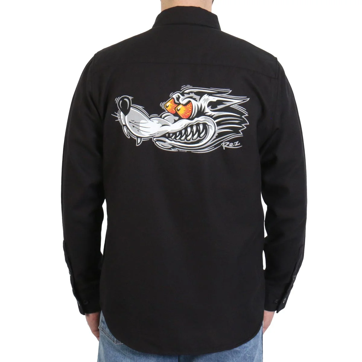 User-Friendly Hot Leathers FLM2115 Men’s Black Race Wolf Long Sleeve Flannel Shirt Practical