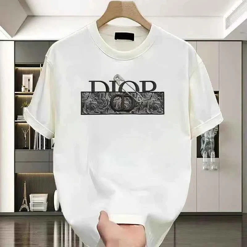 Authentic Patterned Print Short Sleeve 2026 Summer Short Sleeve Luxury Versatile Cotton Breathable Printed T-shirt for Men and Women Fine