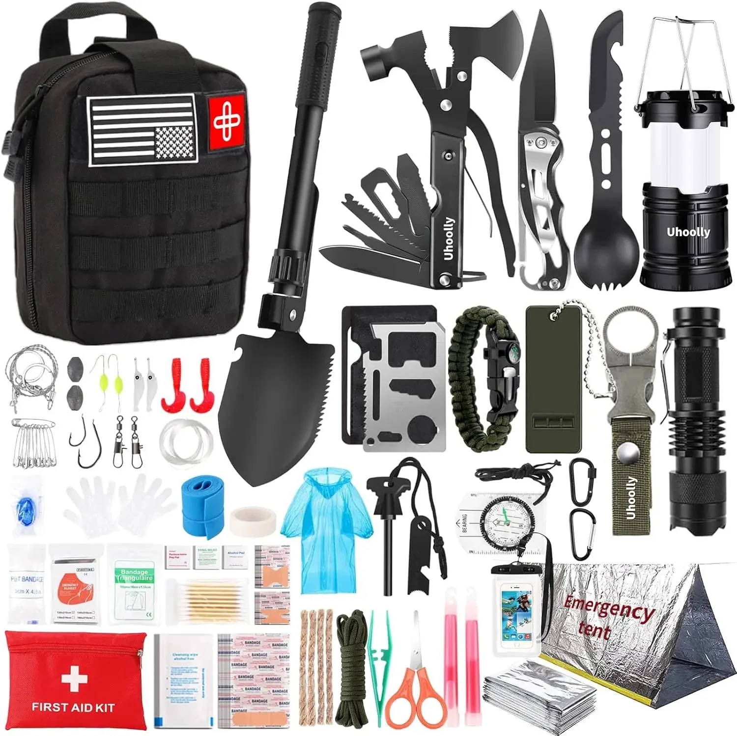 Dependable 252-Piece Emergency Survival Kit MOLLE Bag Camping Car High-Performance