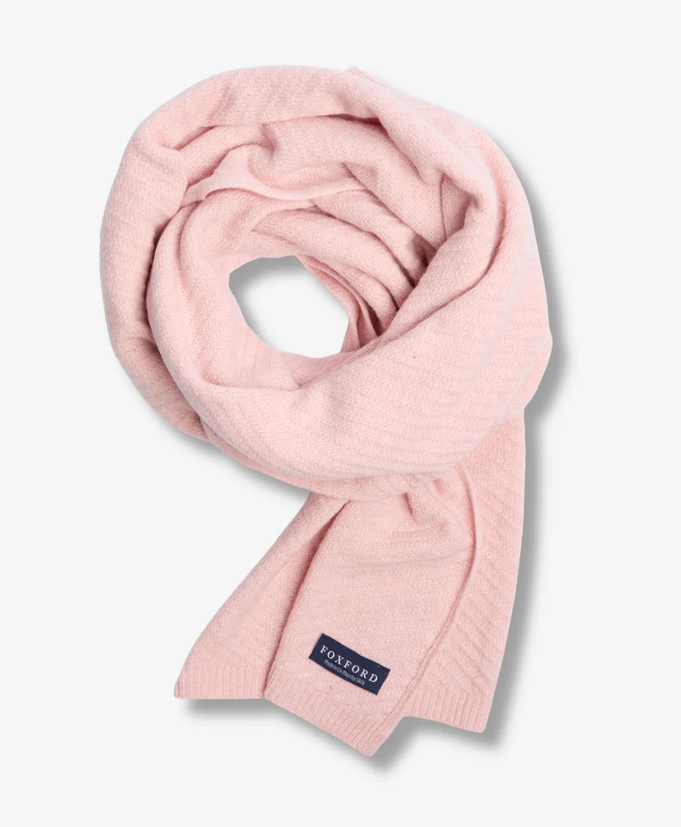 Breathable Foxford Pink Knitted Lambswool Scarf Top-Quality