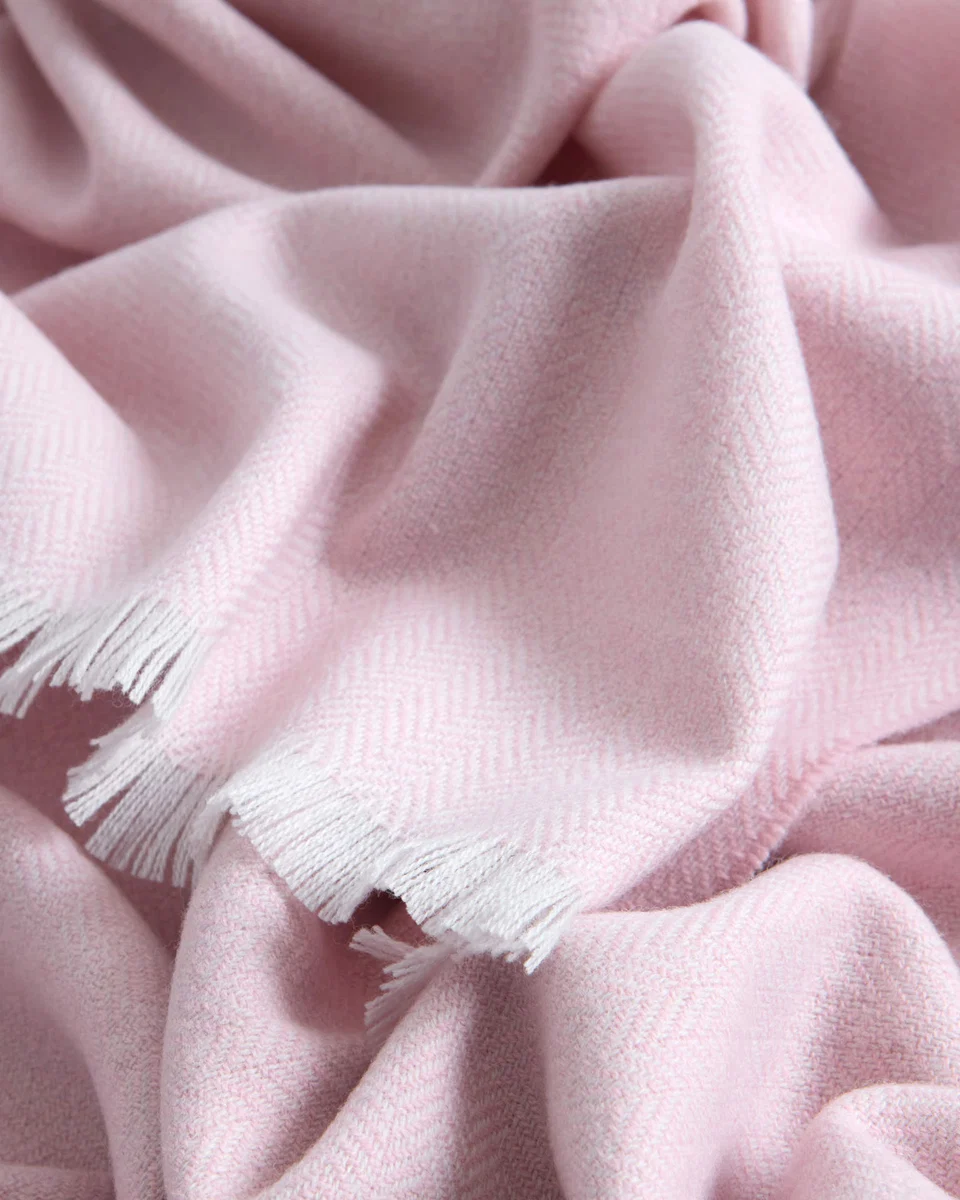 Top-Quality Foxford Extra-Large Lambswool Throw- Pink Green