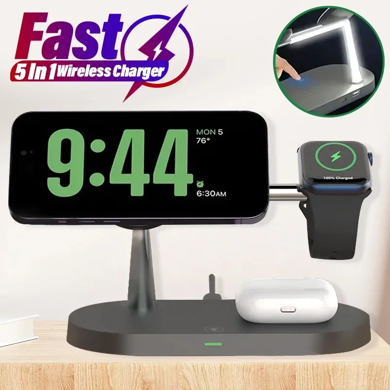 Casual 3-in-1 Magnetic Wireless Charger Stand – Fast Charging Station for iPhone Apple Watch AirPods Durable