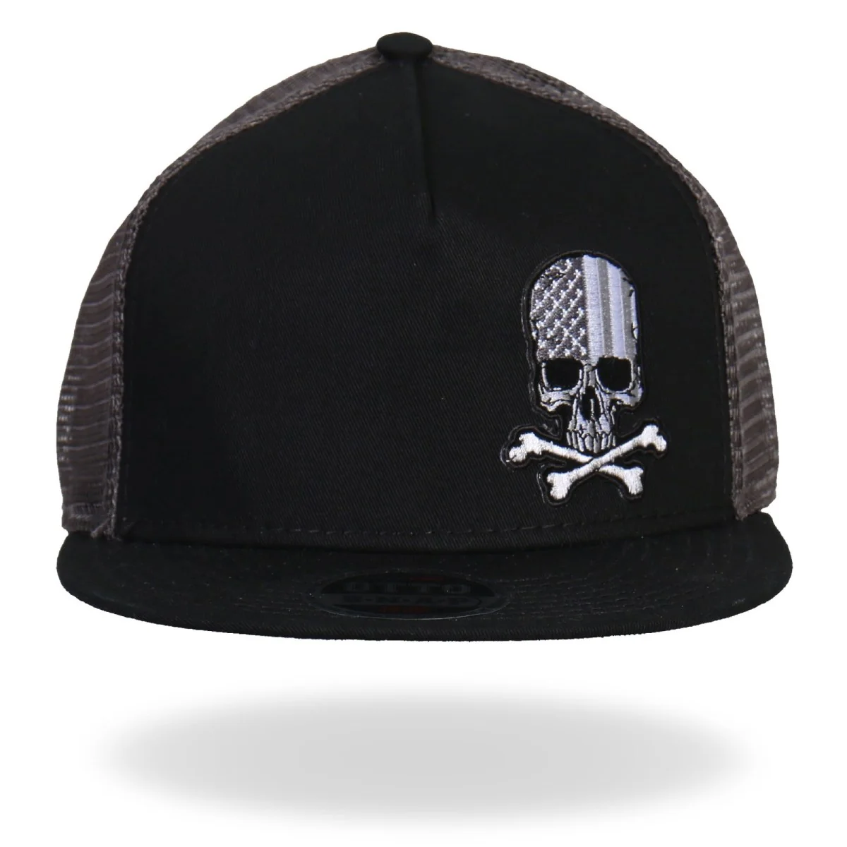 First-Class Hot Leathers GSH2004 Flag Skull Snap Back Ball Hat Specialty