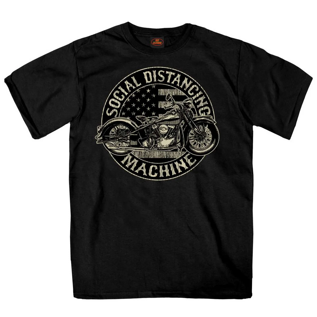 Official Hot Leathers GMS1475 Men’s Social Distancing Machine Black Short Sleeve T-Shirt Relaxed