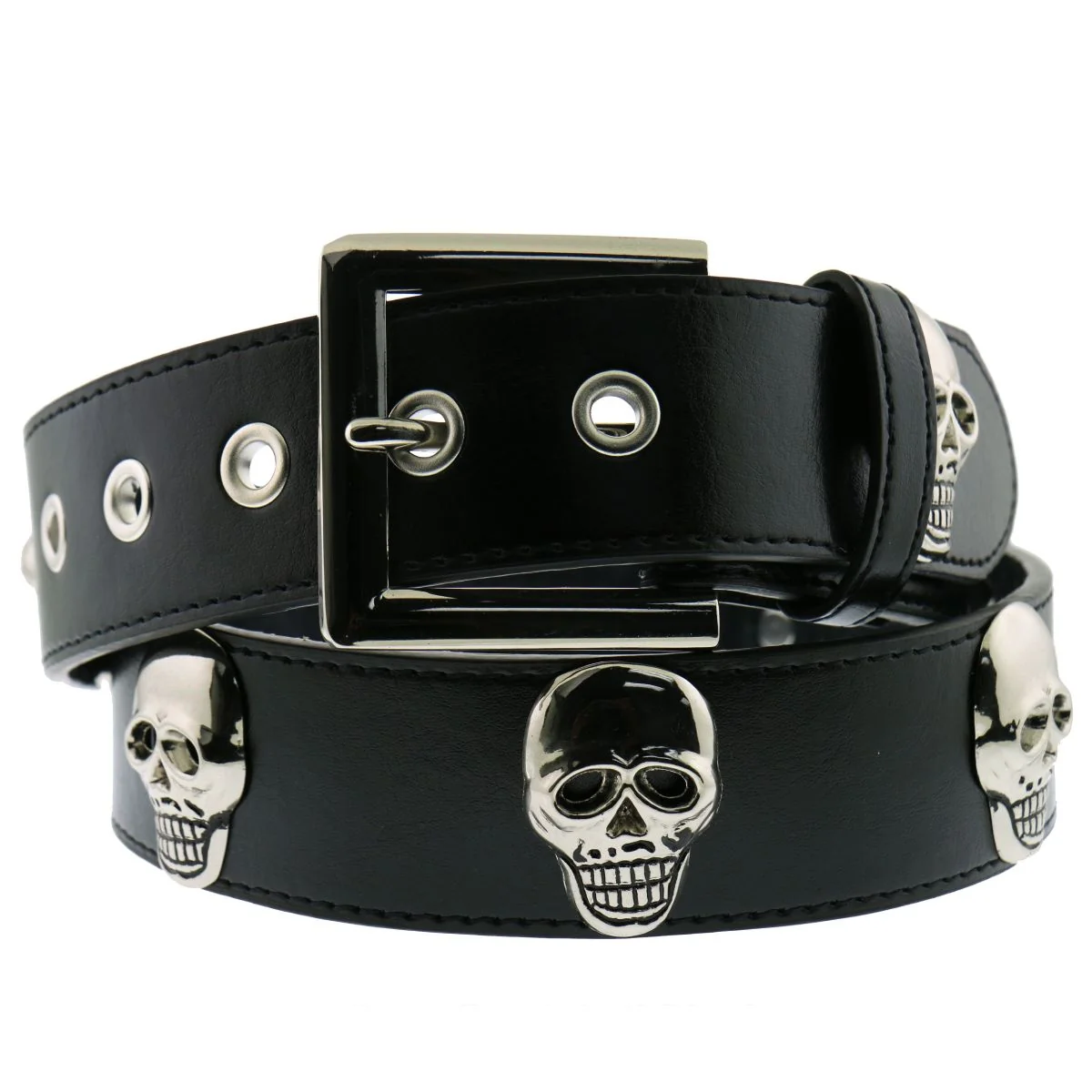 Secure Hot Leathers BLA1042 Leather Belt with Full Skull Reusable