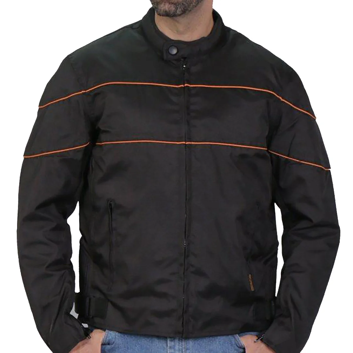 Flexible Hot Leathers Men’s Signal Burn Reflective Nylon Motorcycle Jacket – JKM1026 SIGNAL BURN First-Class