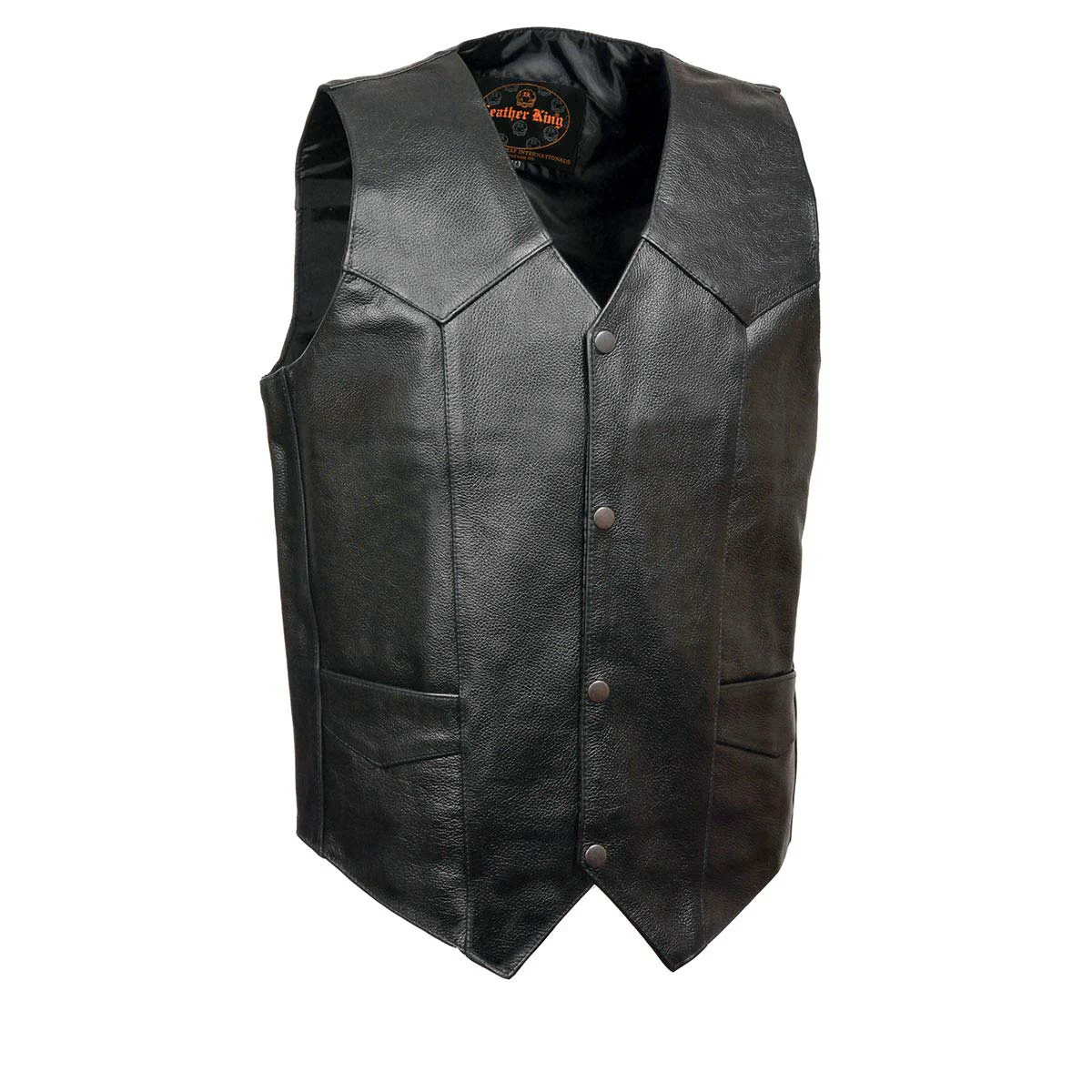 High-Quality Leather King XS1310LET Men’s Classic Black Leather Vest with Snap Button Closure Responsible