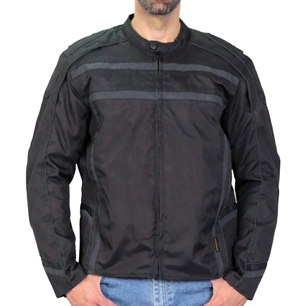 Professional Hot Leathers Men’s Signal Run Reflective Nylon Motorcycle Jacket – JKM1023 SIGNAL RUN Relaxed