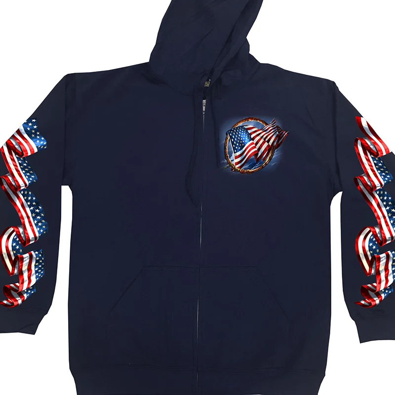 Outstanding Hot Leathers GMZ4488 Men s Hoop Eagle Zip Up Navy Hoodie Sweatshirt Convenient