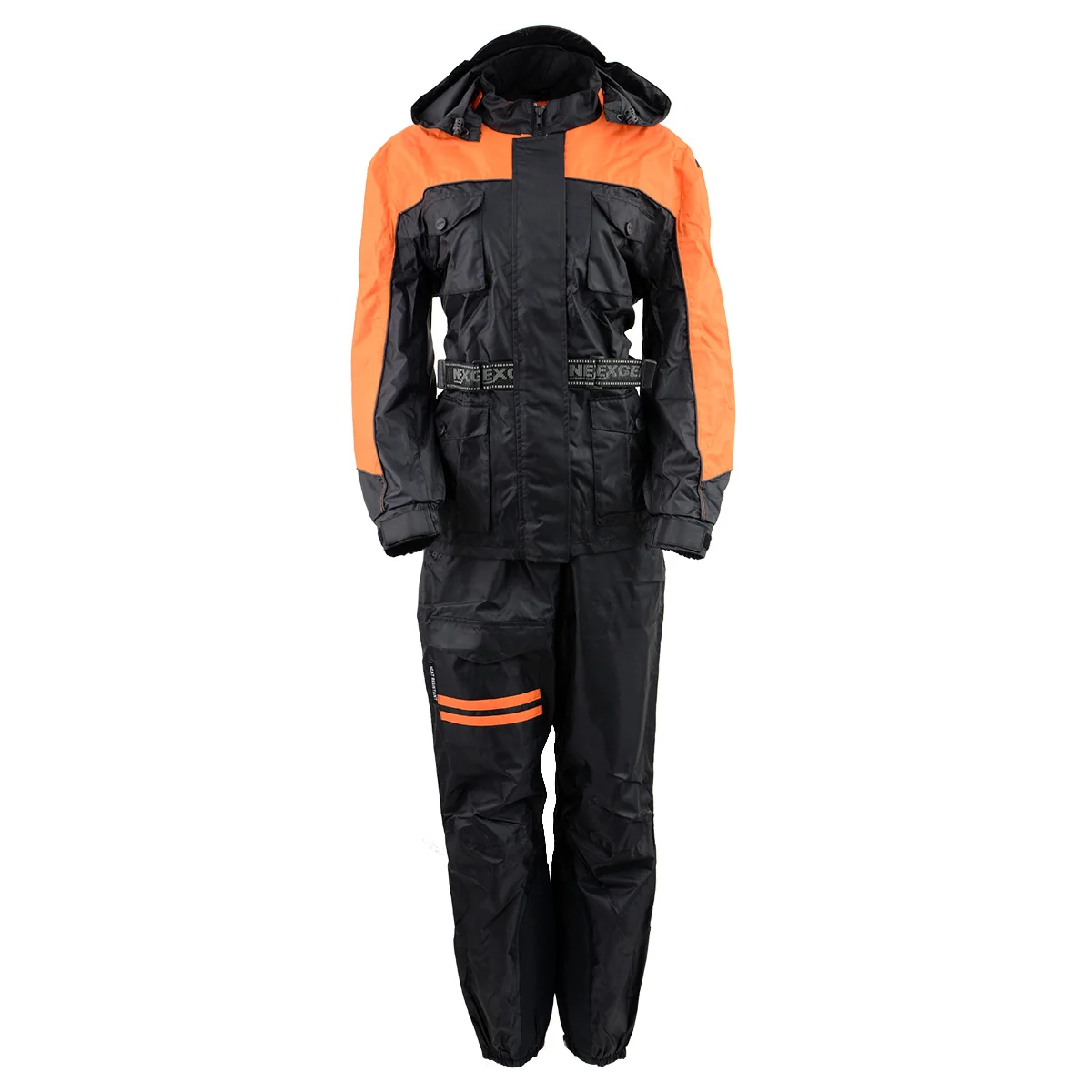 Excellent NexGen Ladies SH205101 Black and Orange Armored Hooded Water Proof Rain Suit Consistent