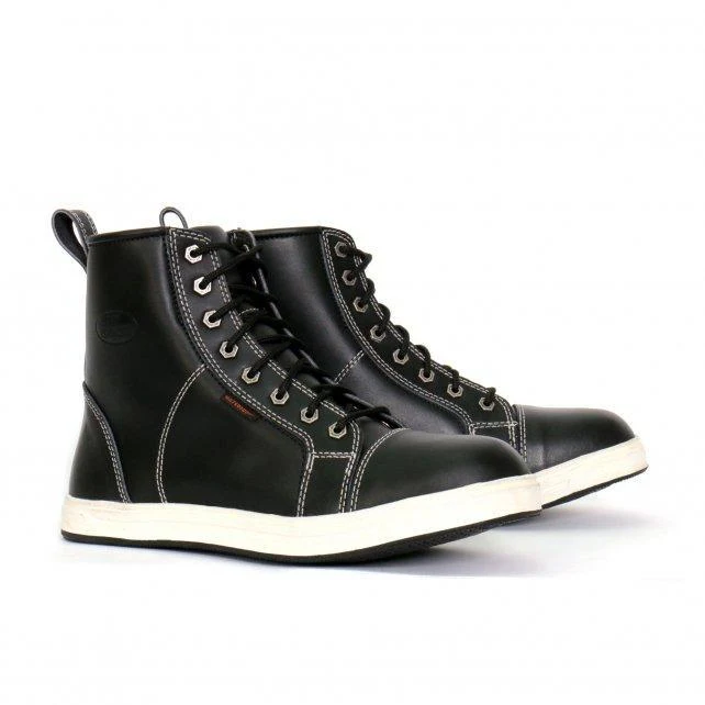 Crafted Hot Leathers Men’s White Line Black and White High-Top Riding Sneaker – BTM1014White LineWhite Line Innovative