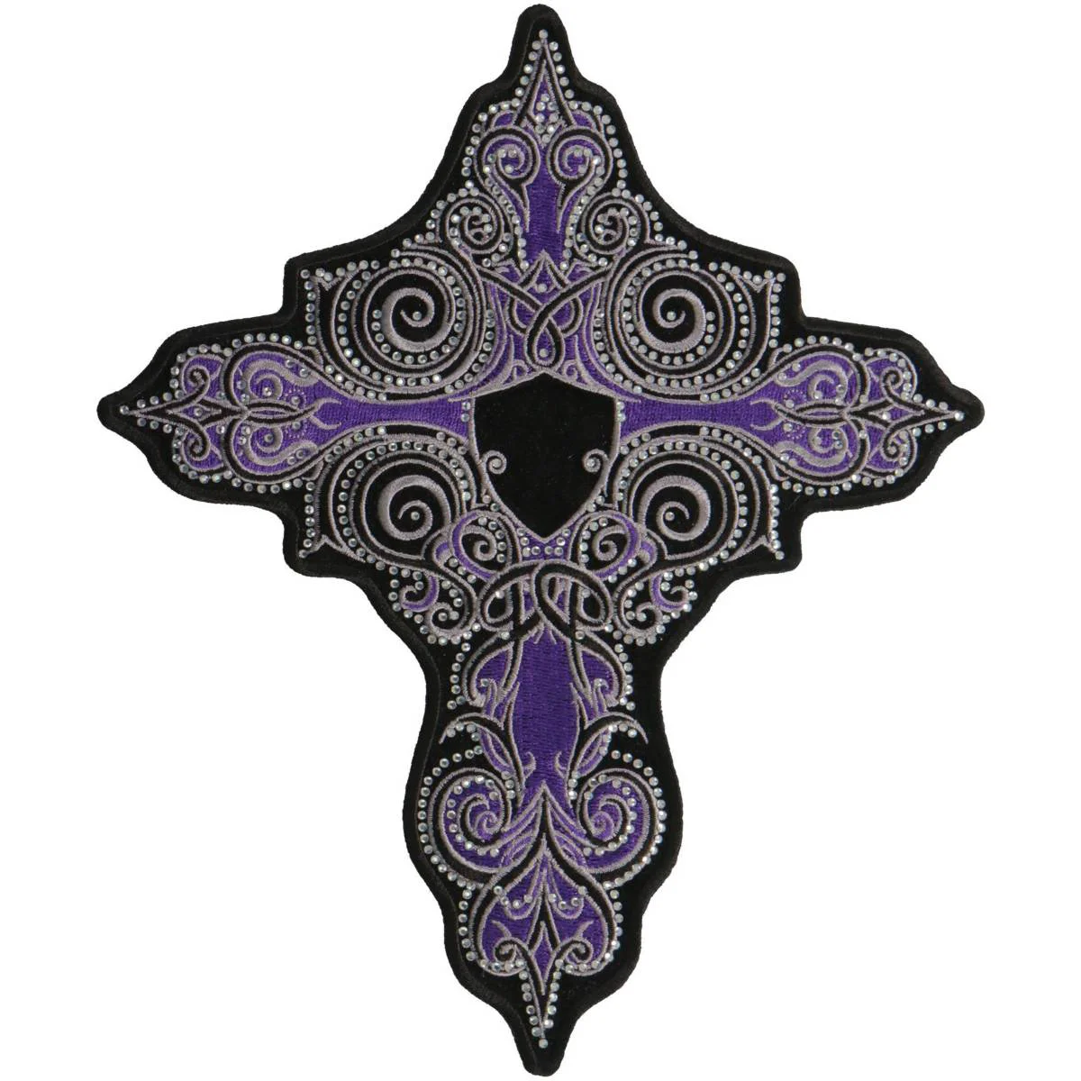 Original Design Hot Leathers PPC3277 9 Inch Purple Stone Cross Patch Green