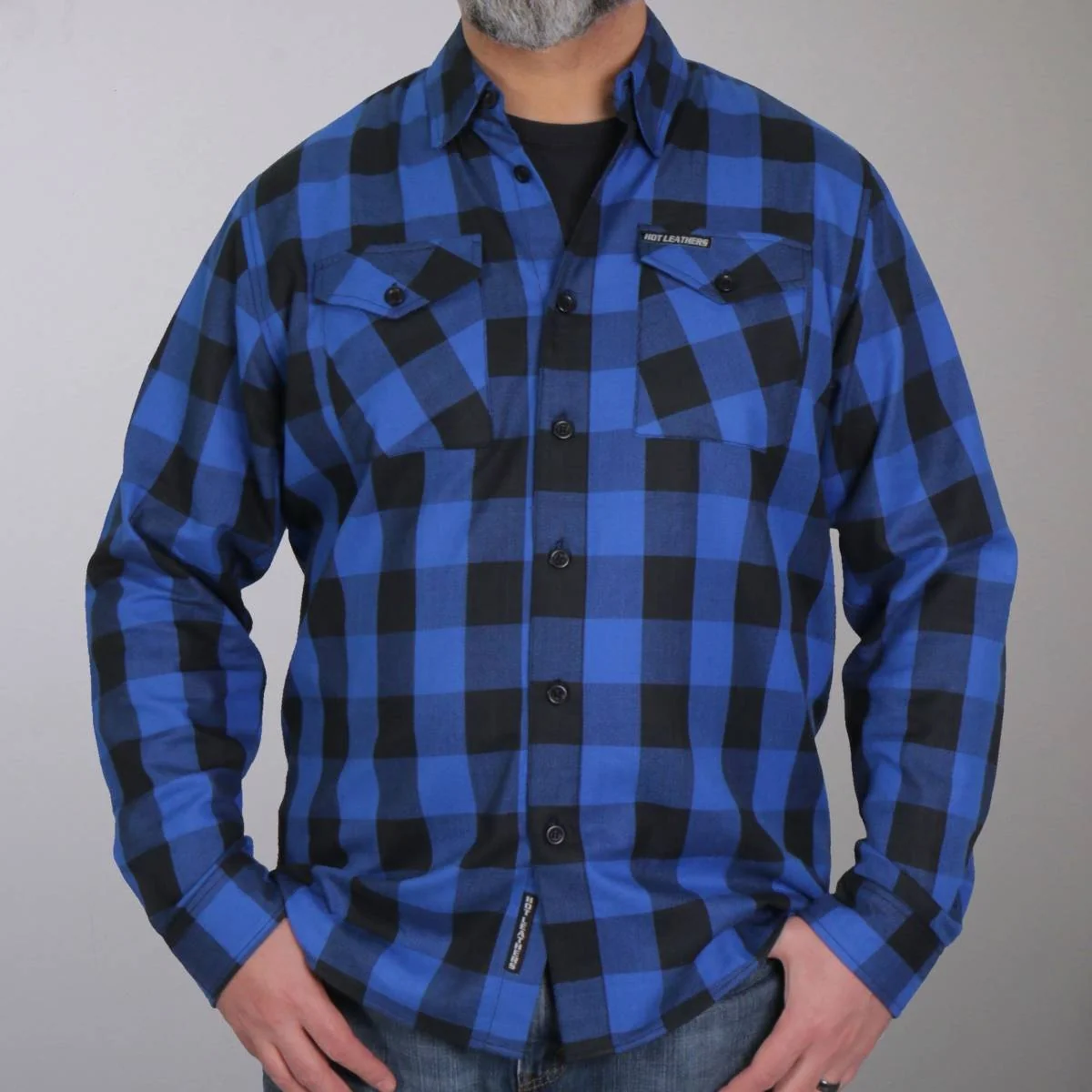 Exclusive Hot Leathers FLM2006 Men’s Black and Blue Long Sleeve Flannel Shirt Outstanding