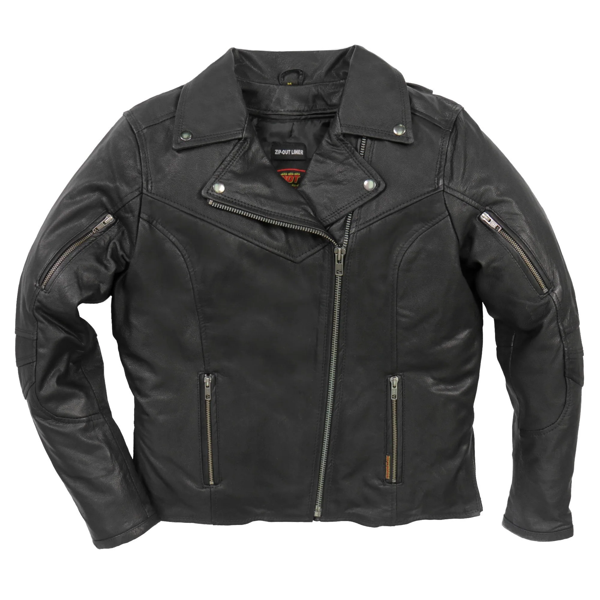 High-Grade Hot Leathers Ladies Zip Shift Black Leather Motorcycle Jacket – JKL1029 Zip ShiftJKL1029 Detailed