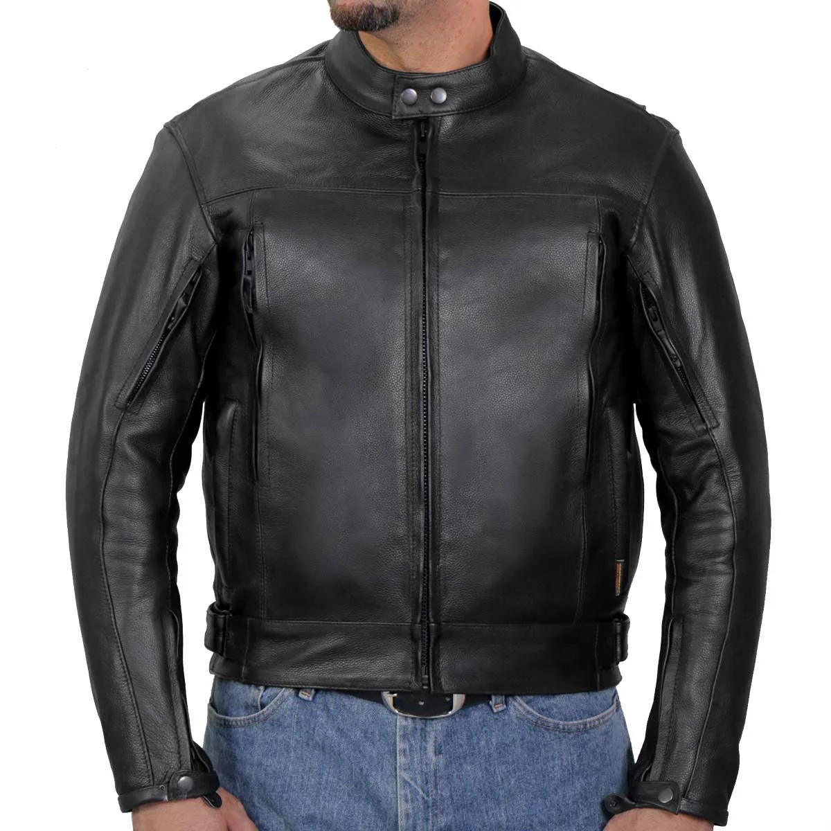 First-Class Hot Leathers Men’s Crossdraft Scooter Leather Motorcycle Jacket – JKM1021 CROSS DRAFT Premium Material