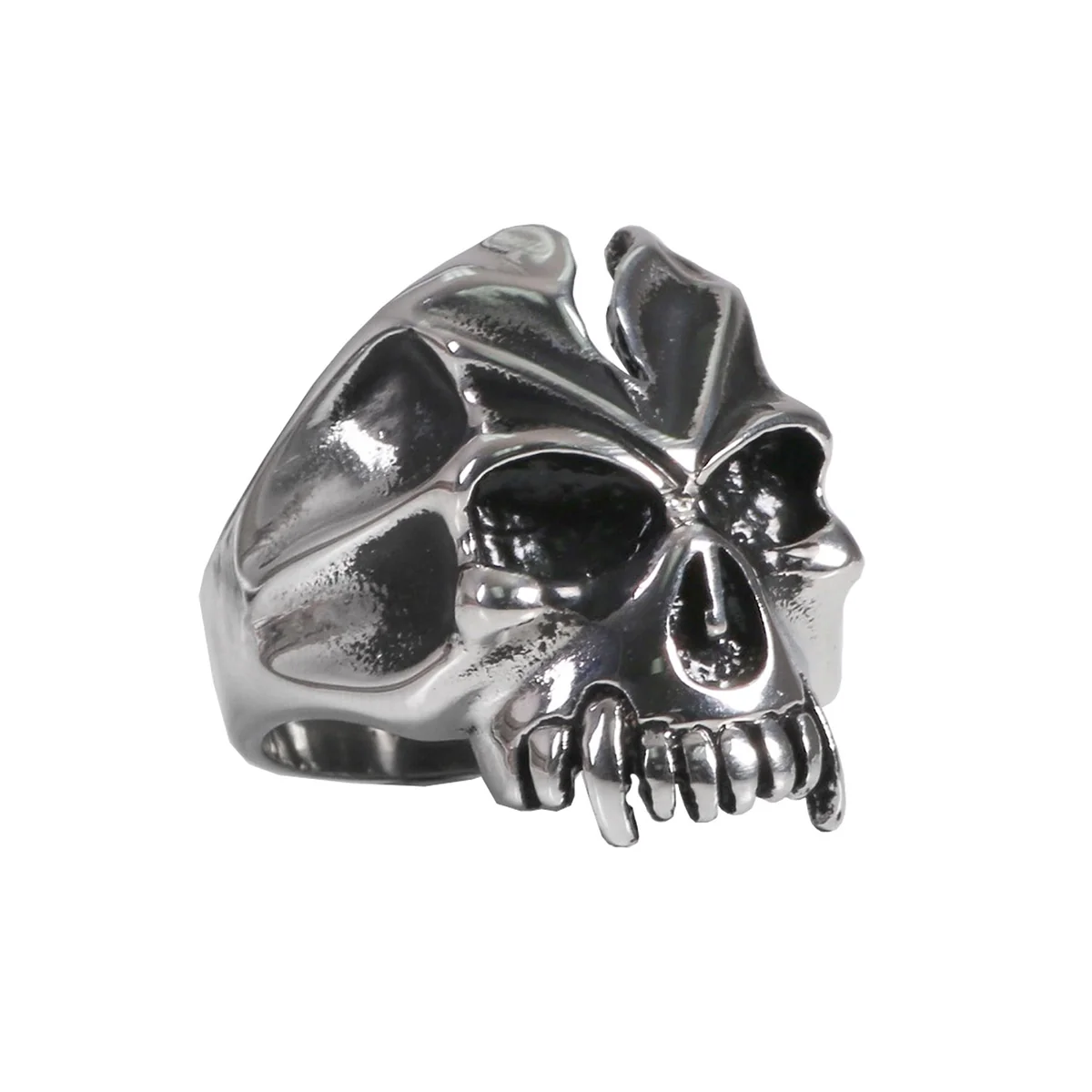Stylish Hot Leathers JWR2121 Men’s Fang Skull Stainless Steel Ring Classic