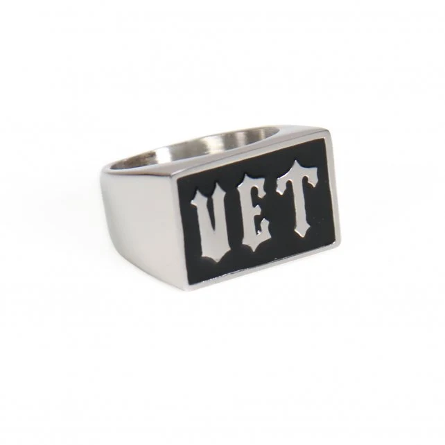Trendy Hot Leathers JWR2114 Men’s Vet Stainless Steel Ring Lightweight