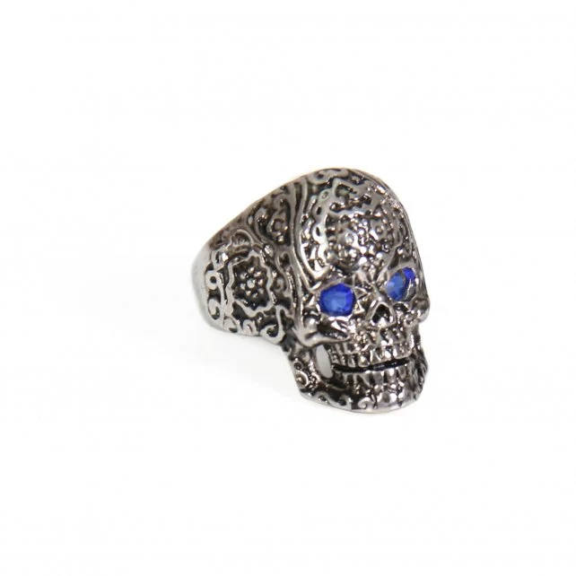 Fashionable Hot Leathers JWR1110 Blue Eye Pattern Skull Stainless Steel Ring Eco-Friendly
