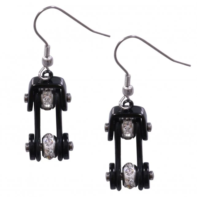 Proven Hot Leathers JWE1112 Black Bike Chain Earrings First-Class