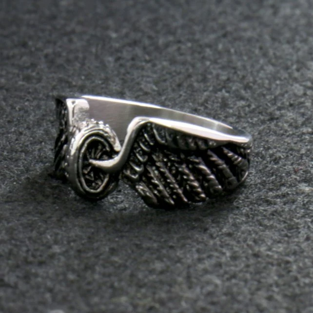 Comfortable Hot Leathers JWR1102 Silver Wing Wheel Stainless Steel Ring Original Design