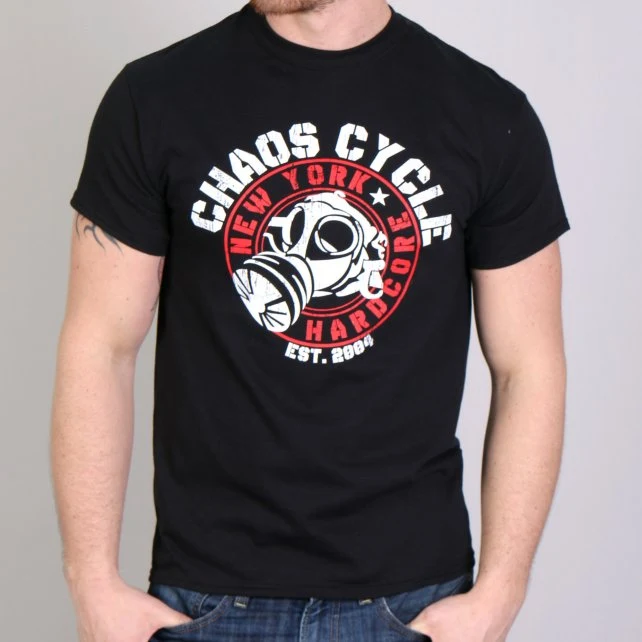 Sophisticated Chaos CCM1001 Men s Cycle Gas Mask Logo Black T-Shirt Exceptional